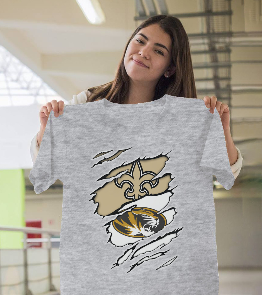 Saints New Orleans Fleur-de-Lis Missouri Tigers T-Shirt