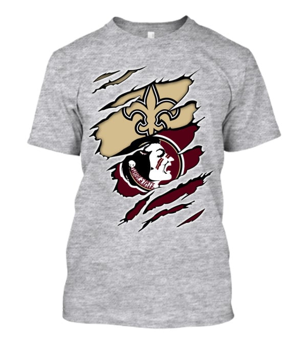 New Orleans Saints Seminoles Logo Ripped T-Shirt