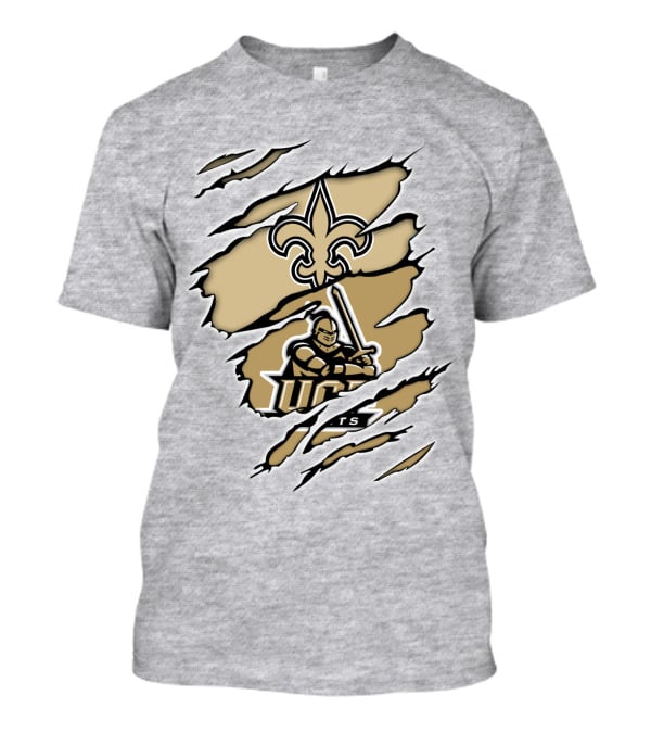UCF Knights New Orleans Saints Gold Fleur-de-Lis Logo Mashup T-Shirt