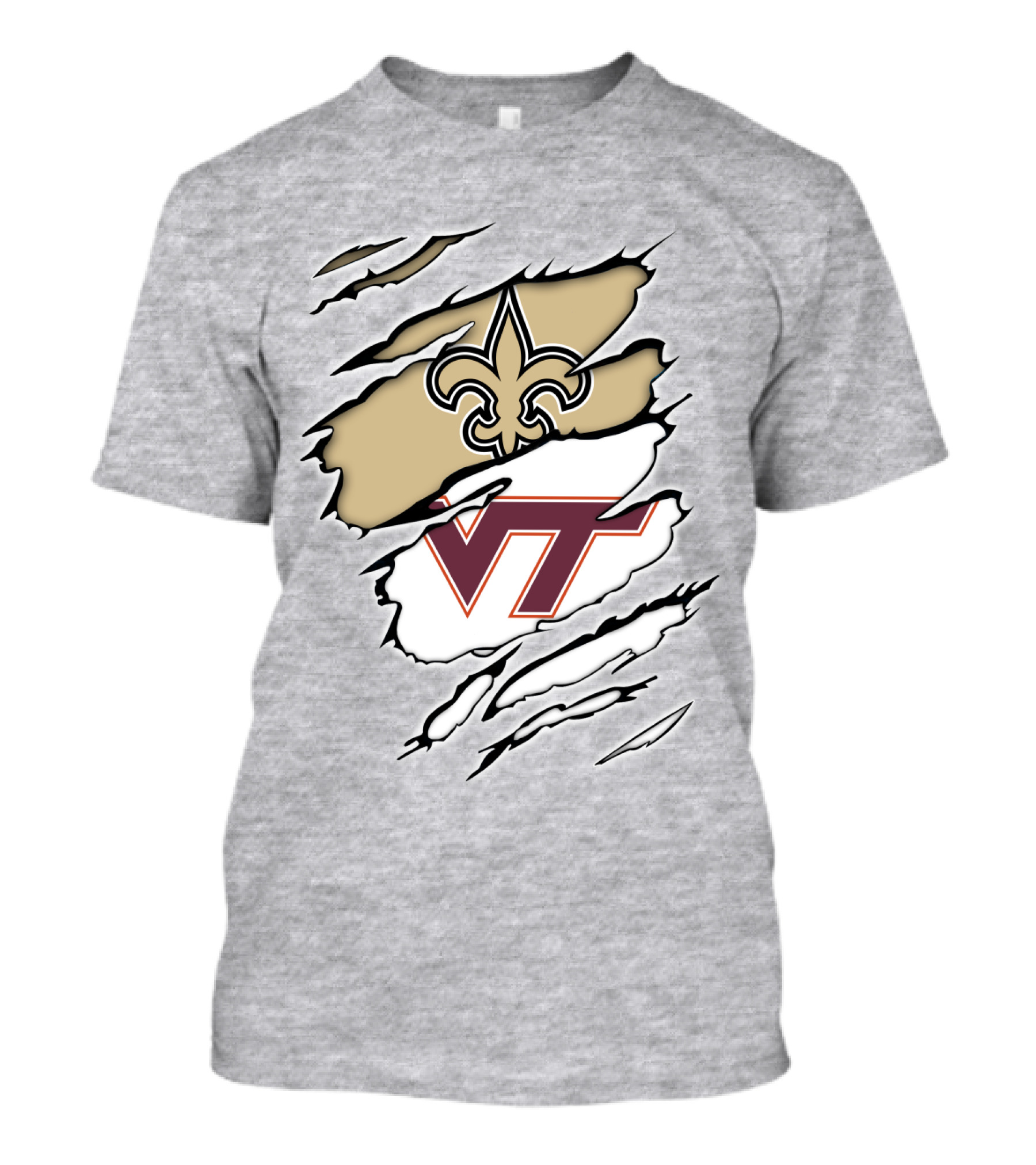 New Orleans Saints Virginia Tech Hokies Logo Fusion T-Shirt