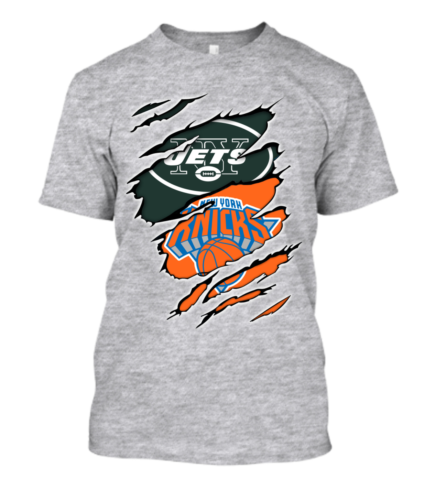 New York Jets Knicks Basketball Football Fan Crossover T-Shirt