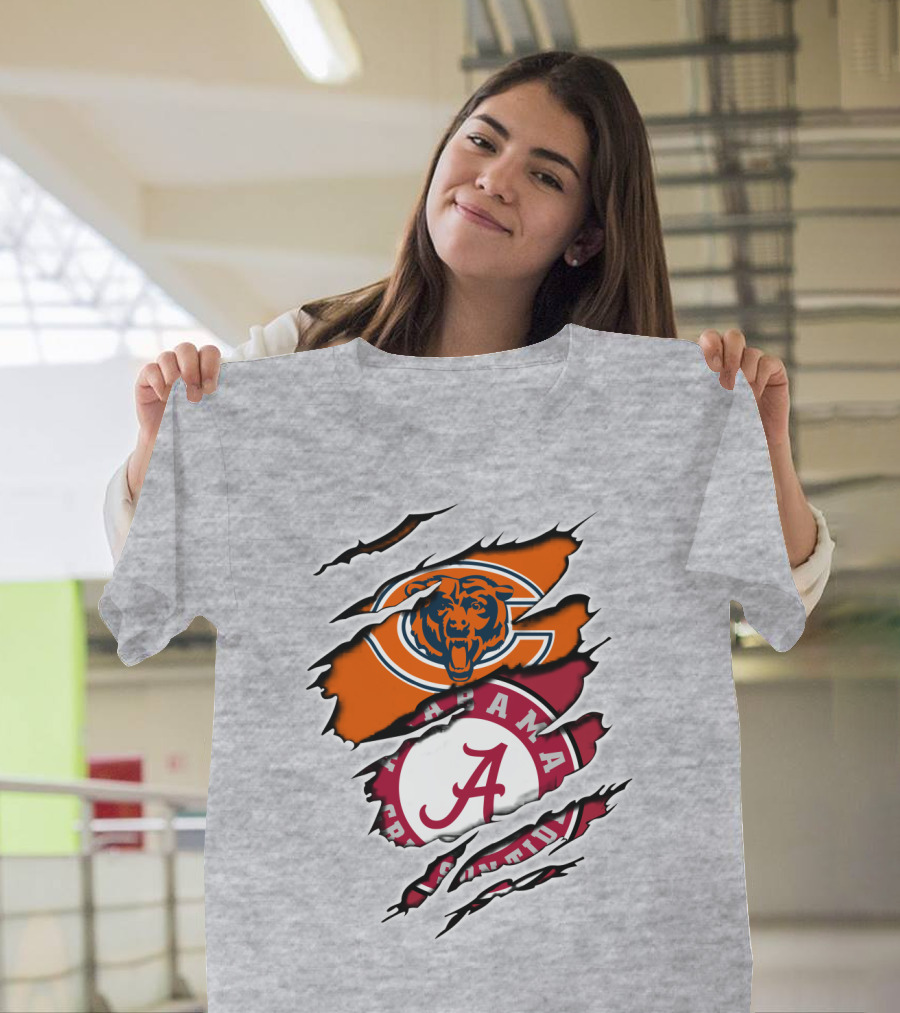 Chicago Bears Alabama Crimson Tide Football Fan Crossover T-Shirt