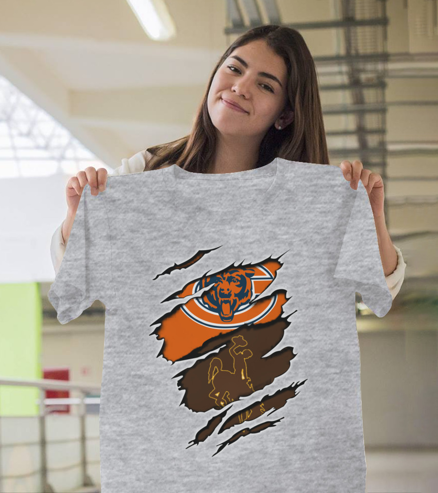 Bears Logo With Wyoming Cowboy Ripped Layers T-Shirt