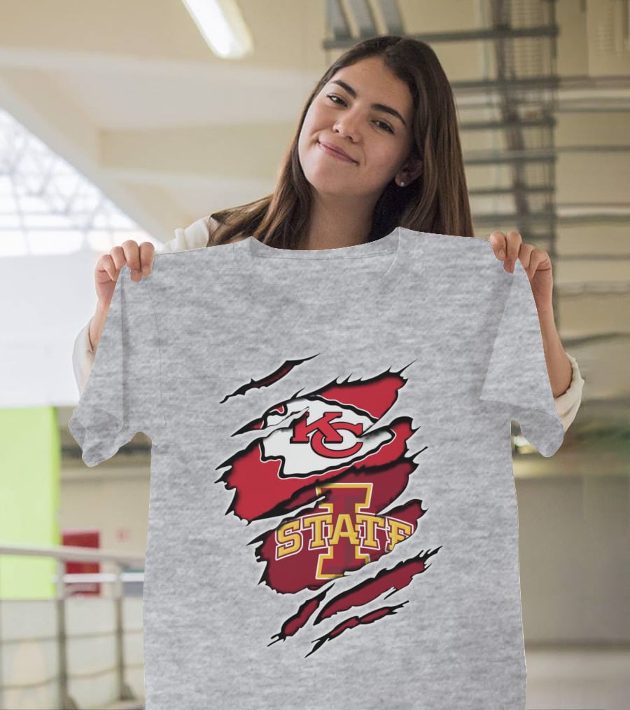 Kansas City Chiefs Iowa State University Torn Claw Marks T-Shirt