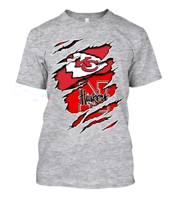 Kansas City Chiefs Nebraska Huskers Ripped T-Shirt