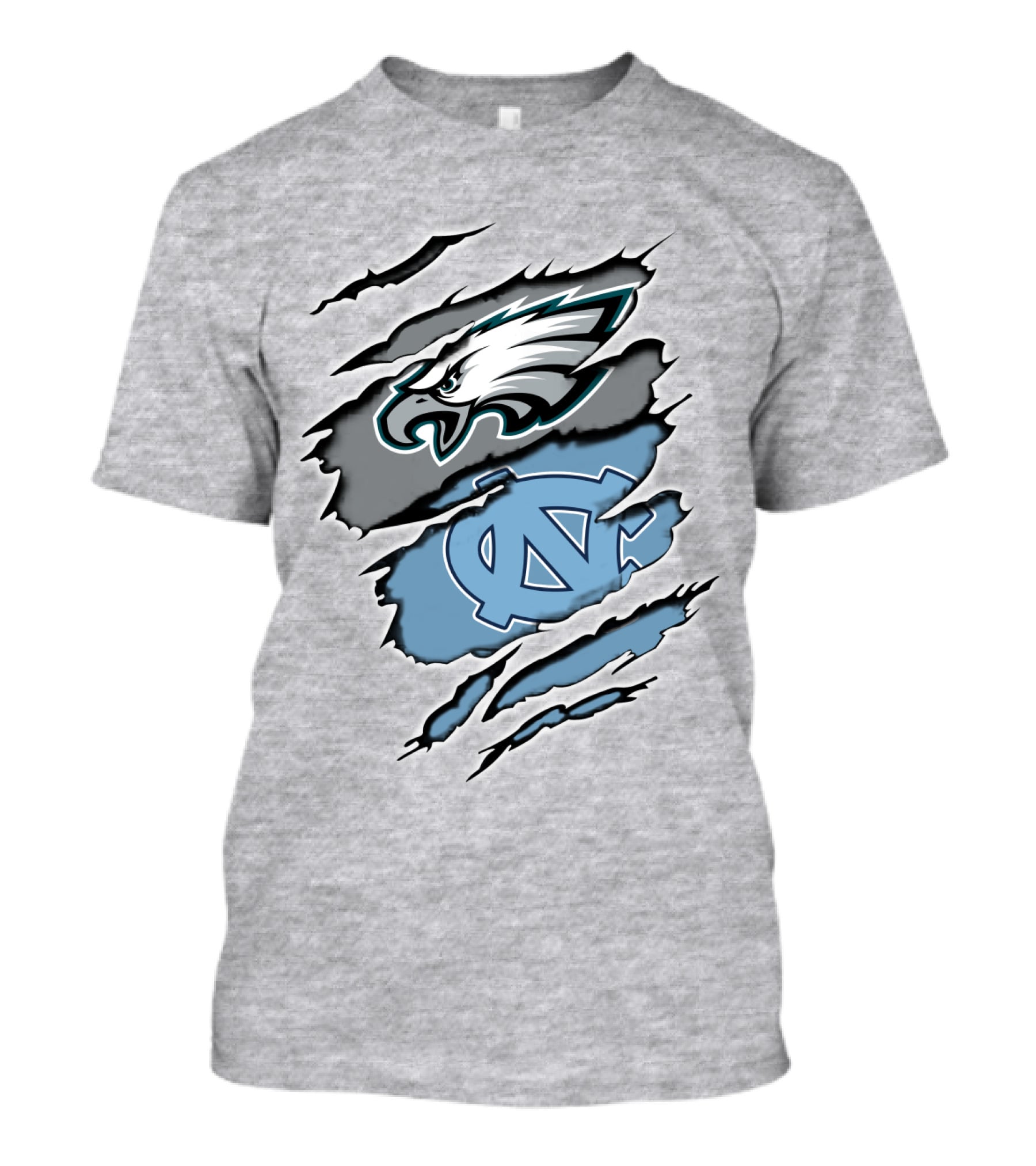 Philadelphia Eagles Unc Tar Heels Claw Marks Logo Mix T-Shirt