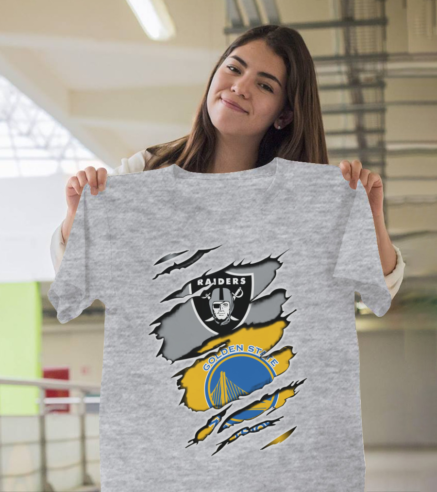 Raiders Golden State Warriors Logo Mashup T-Shirt