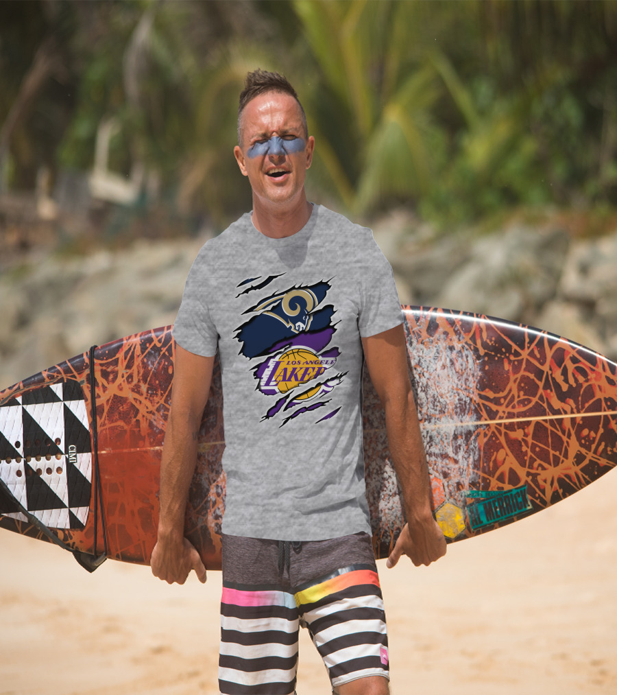 Los Angeles Rams Lakers Dual Logo Collaboration T-Shirt