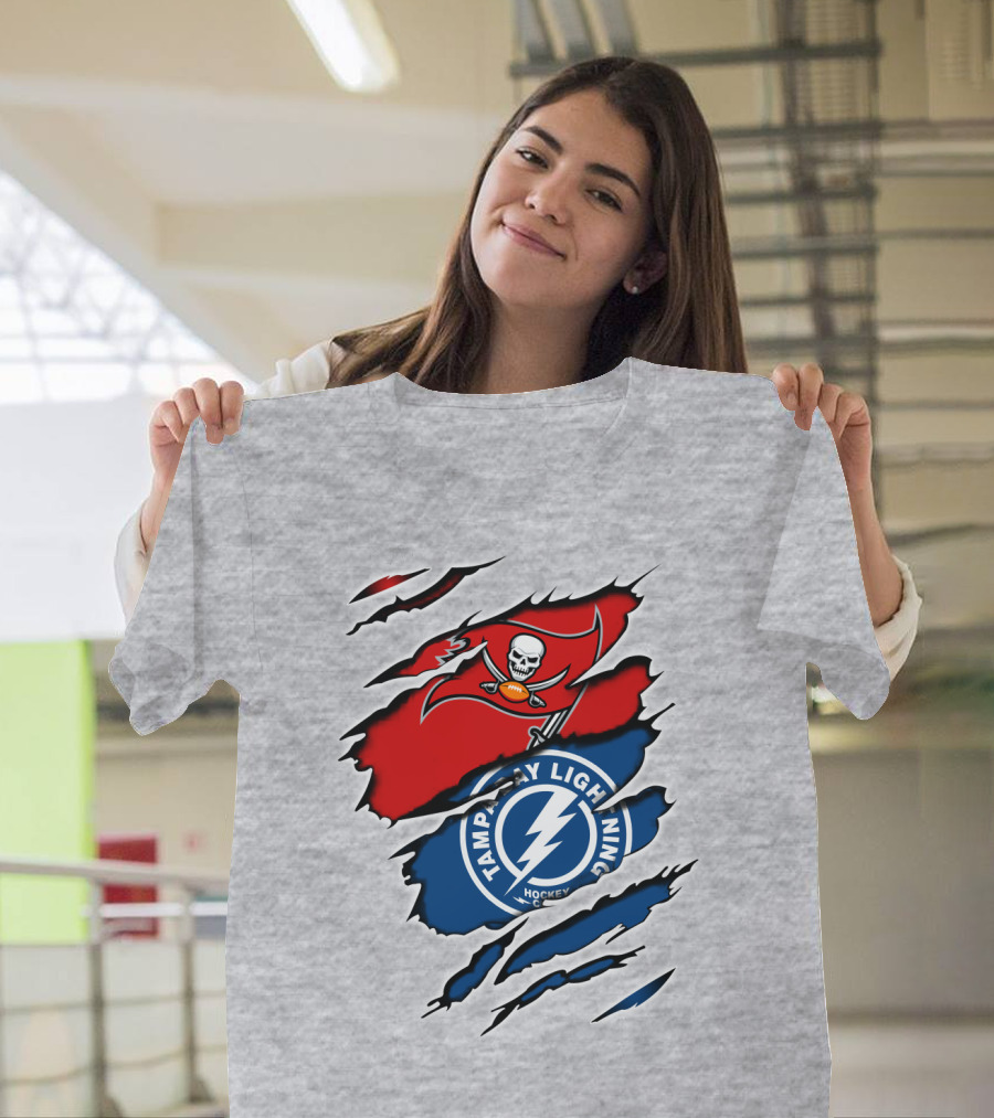 Tampa Bay Buccaneers Lightning Crossover Fan T-Shirt