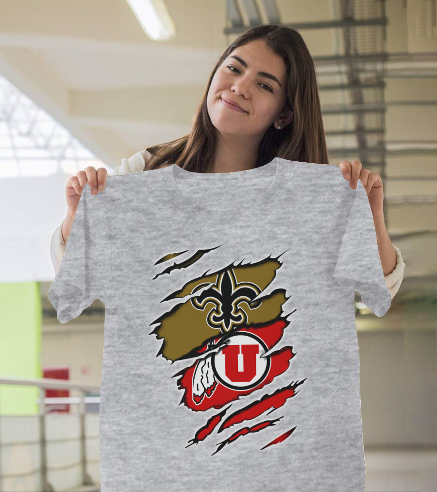 New Orleans Saints Utah Utes Torn Claw T-Shirt