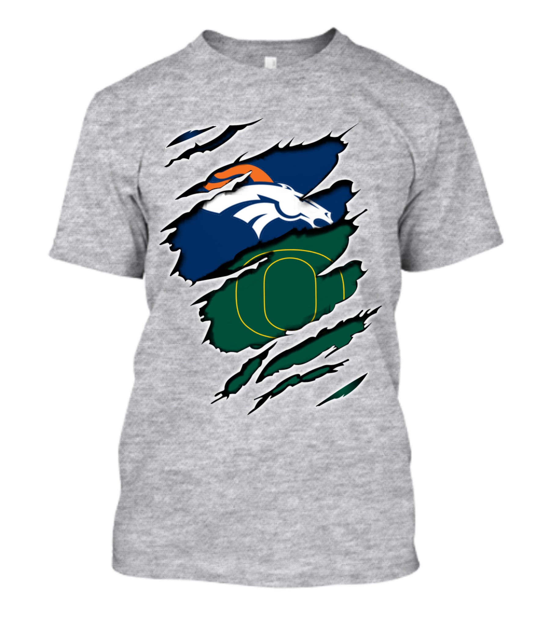 Broncos Ducks Layered Tear Concept T-Shirt