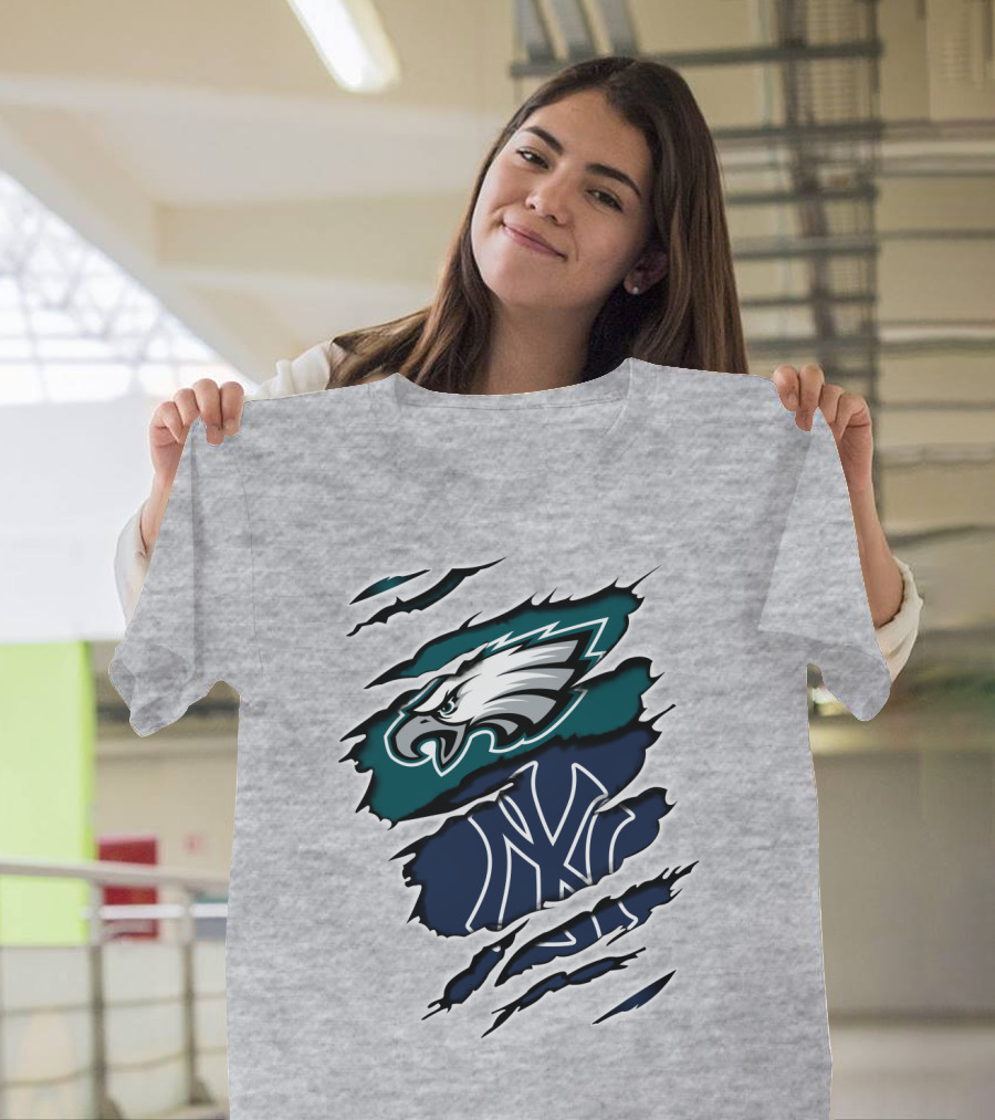 Eagles Yankees Logo Mashup Eagles Yankees T-Shirt