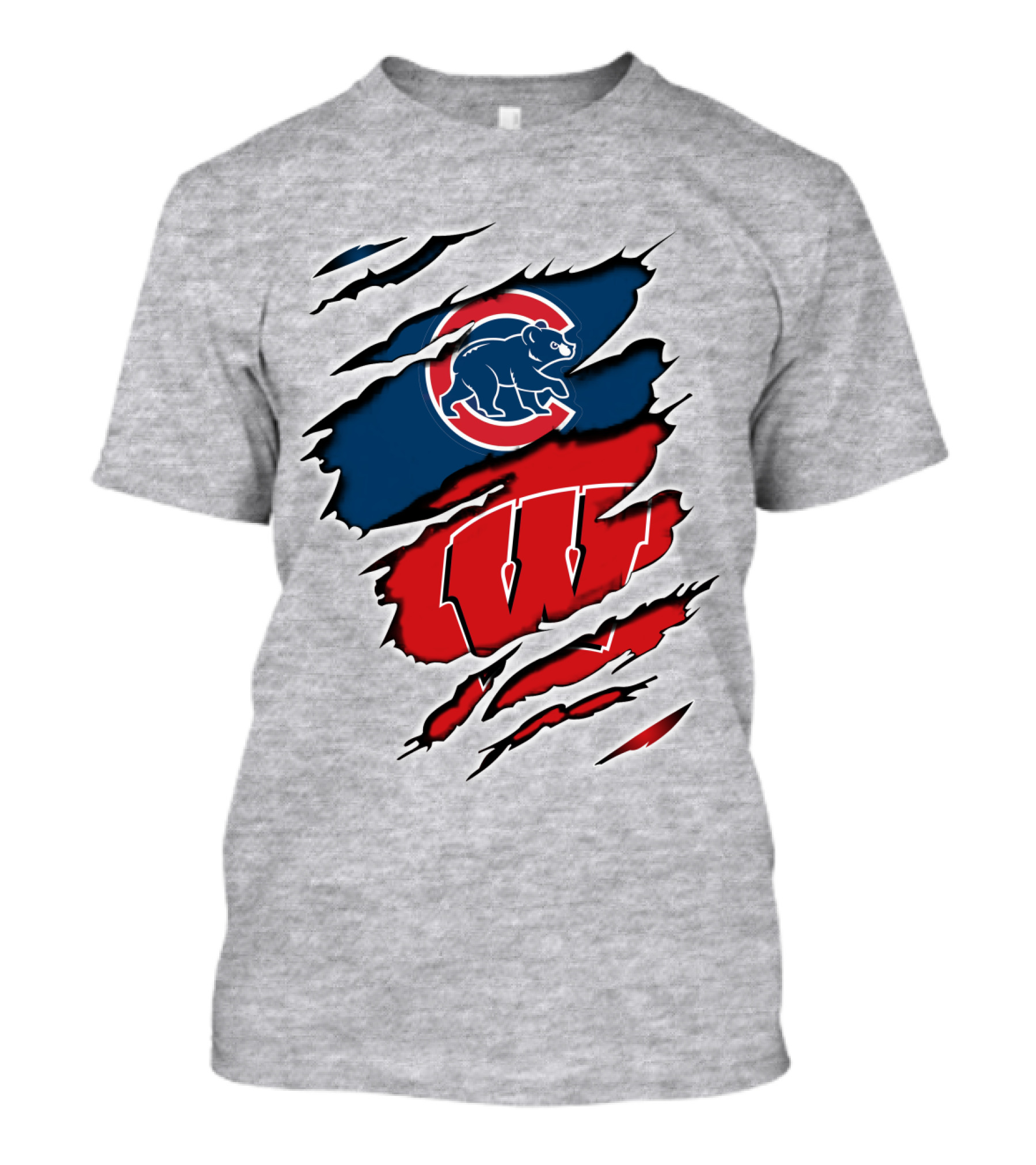 Cubs Wisconsin Logo And Badgers Logo Combo T-Shirt