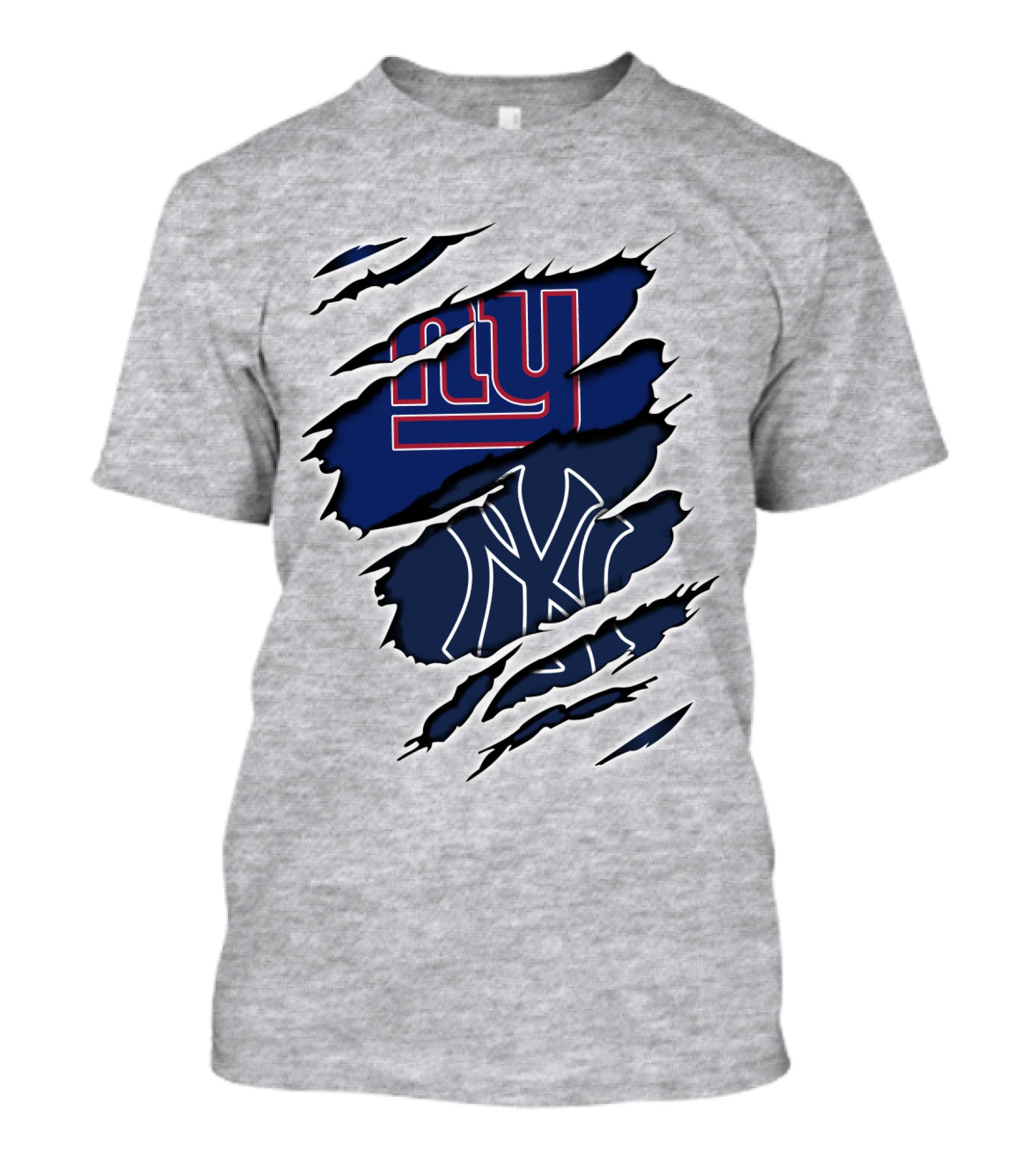 Giants Yankees Giants Yankees Logos With Claw Marks T-Shirt