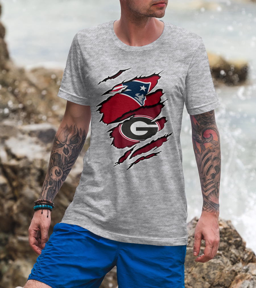 Patriots Bulldogs New England Georgia Fans Mashup T-Shirt