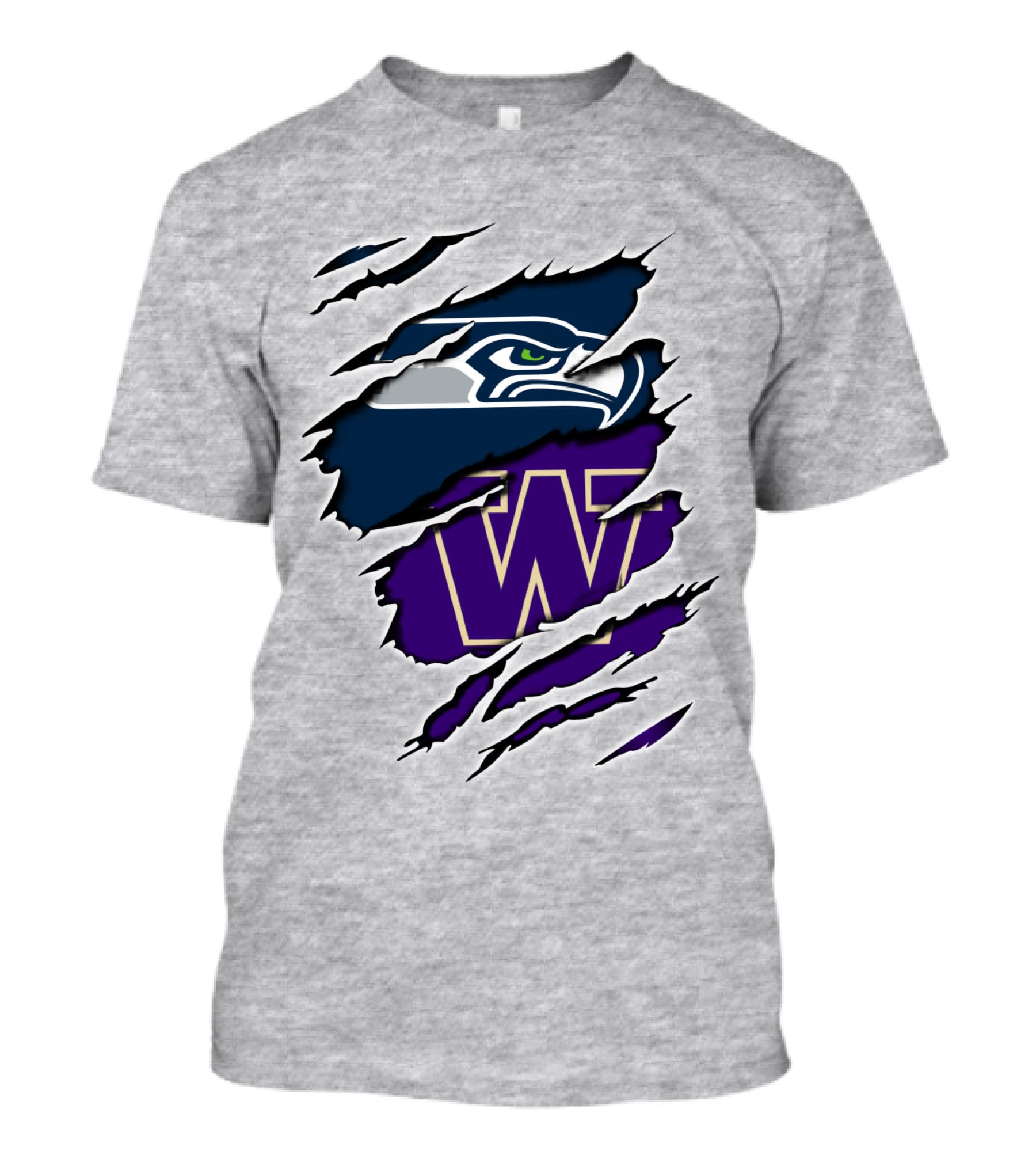Seahawks Huskies Team Spirit Logo Claw Marks T-Shirt