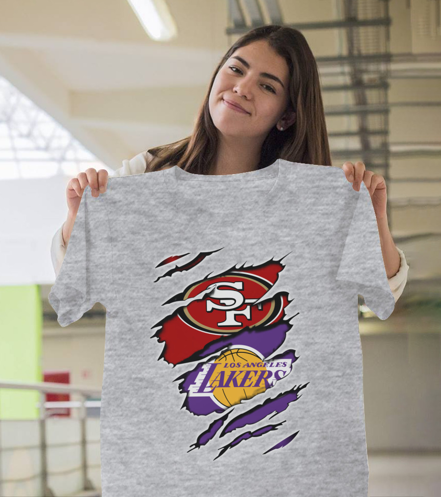 49ERS SF Los Angeles Lakers Logo Mashup T-Shirt