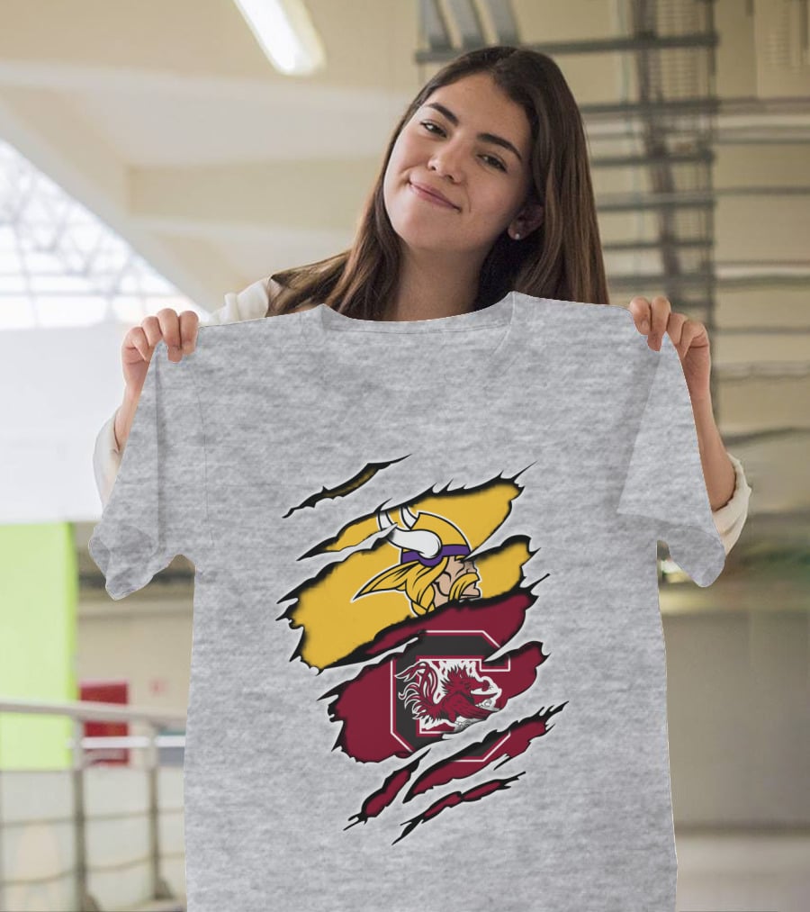 Vikings Gamecocks Merge NFL Minnesota And NCAA South Carolina T-Shirt