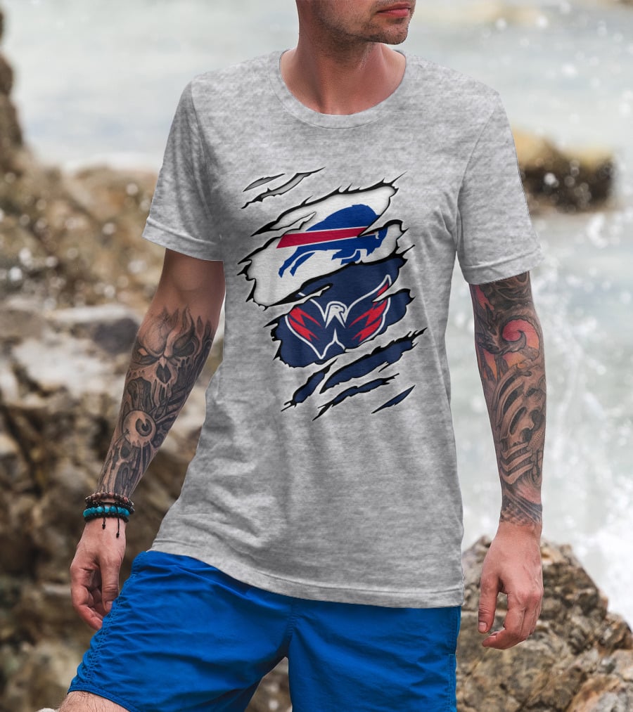 Buffalo Bills Washington Capitals Ripped Claw Marks T-Shirt