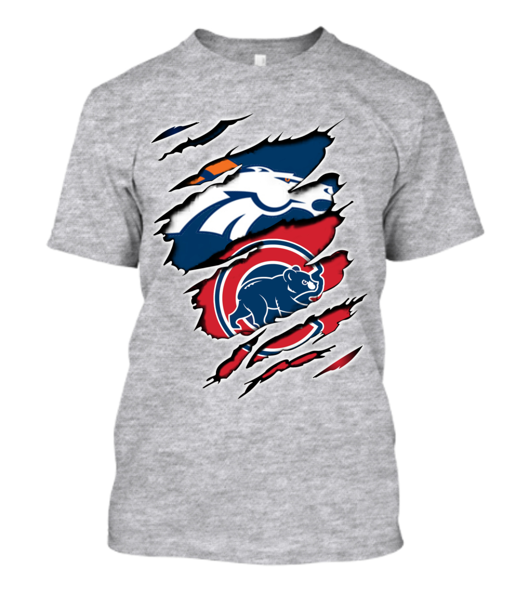 Broncos Cubs Scratching Logos Fusion T-Shirt