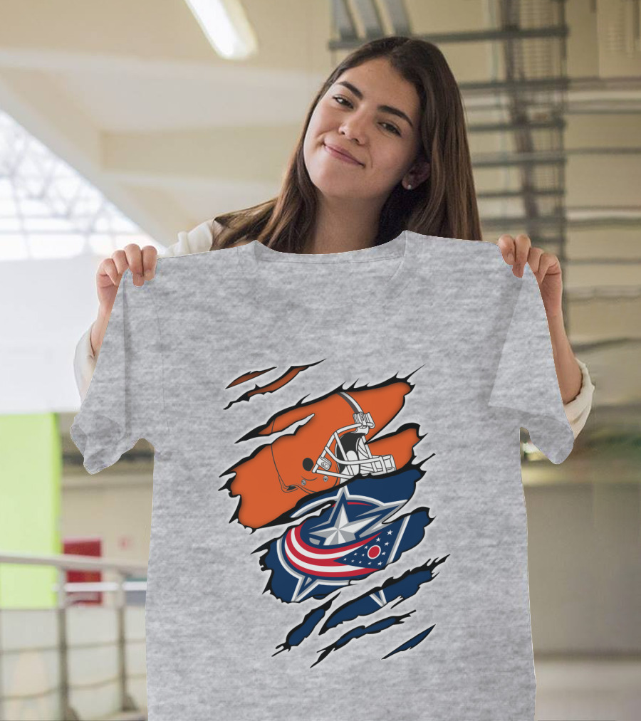 Cleveland Browns Columbus Blue Jackets Crossover T-Shirt