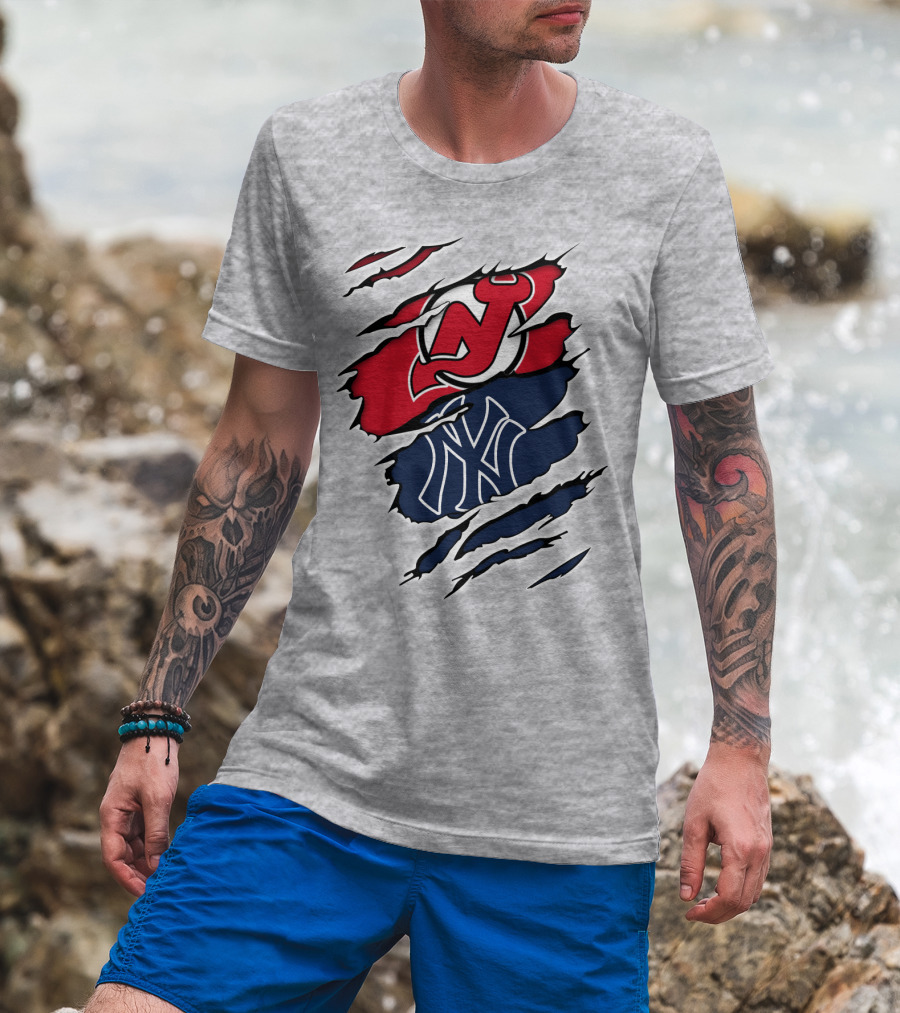 New Jersey Devils New York Yankees Fan Crossover T-Shirt