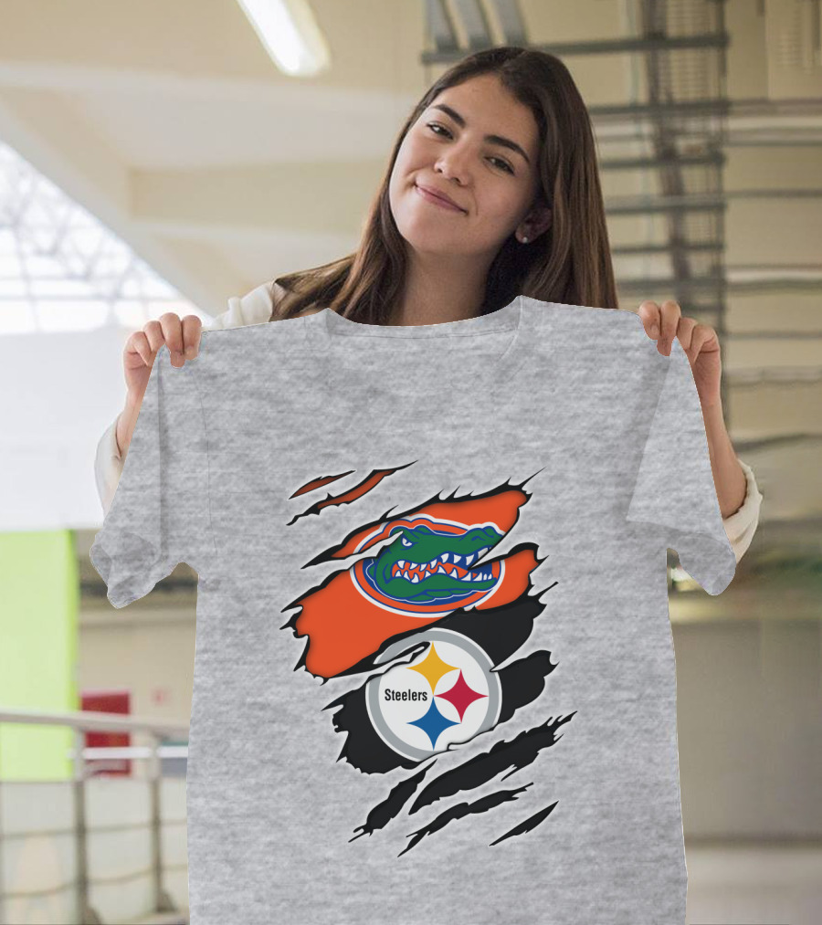 Gators Steelers Florida Football Team Ripped T-Shirt