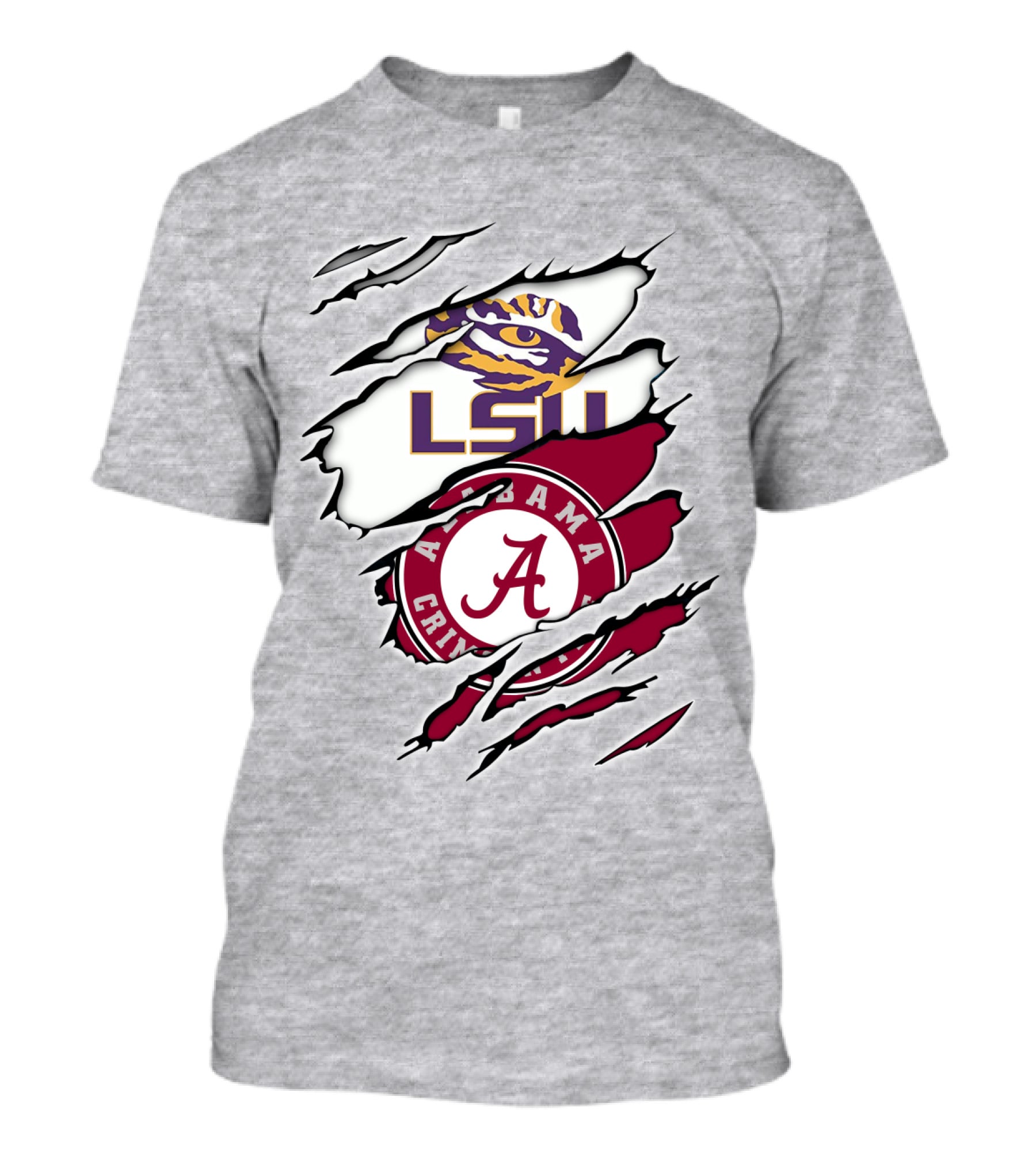LSU Tigers Alabama Crimson Tide Rivalry Claw Marks T-Shirt