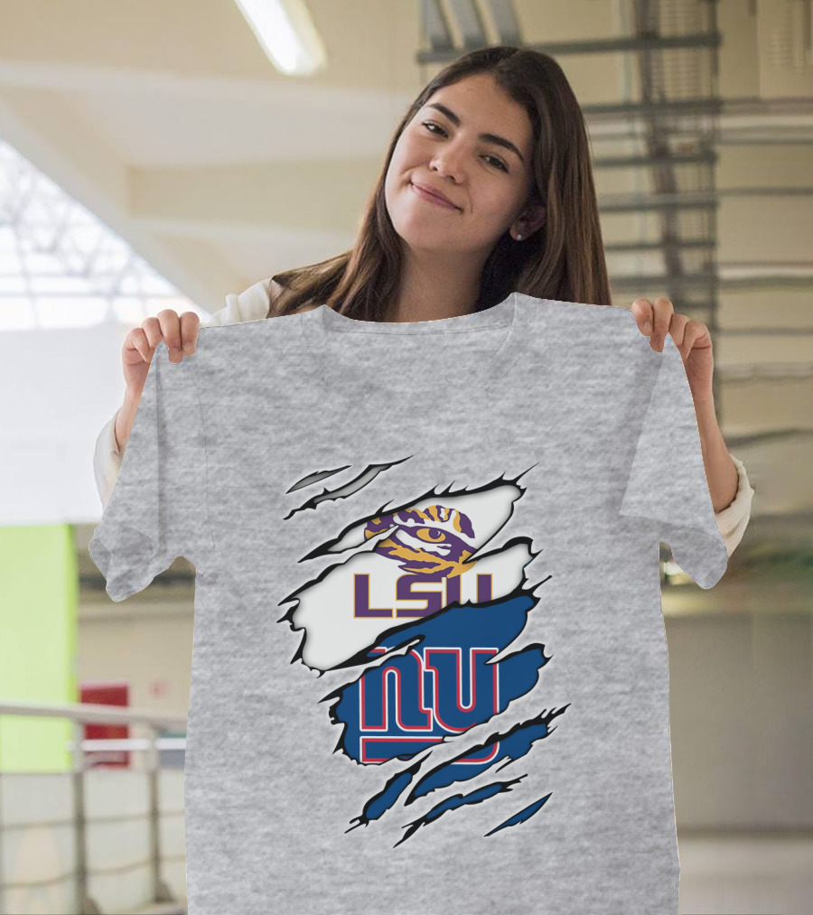LSU Tigers New York Giants Crossover Tear T-Shirt