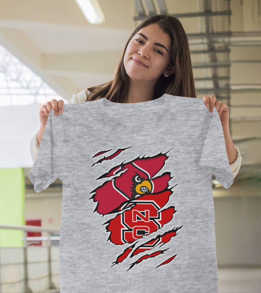 NC State Wolfpack Louisville Cardinals Torn T-Shirt