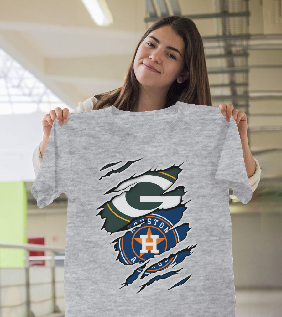 Green Bay Packers Houston Astros Claw Marks T-Shirt