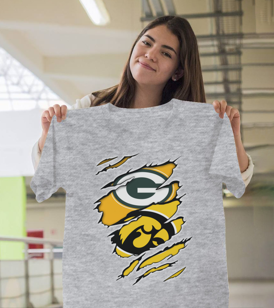 Packers Hawkeyes Logo Crossover Claw Marks T-Shirt