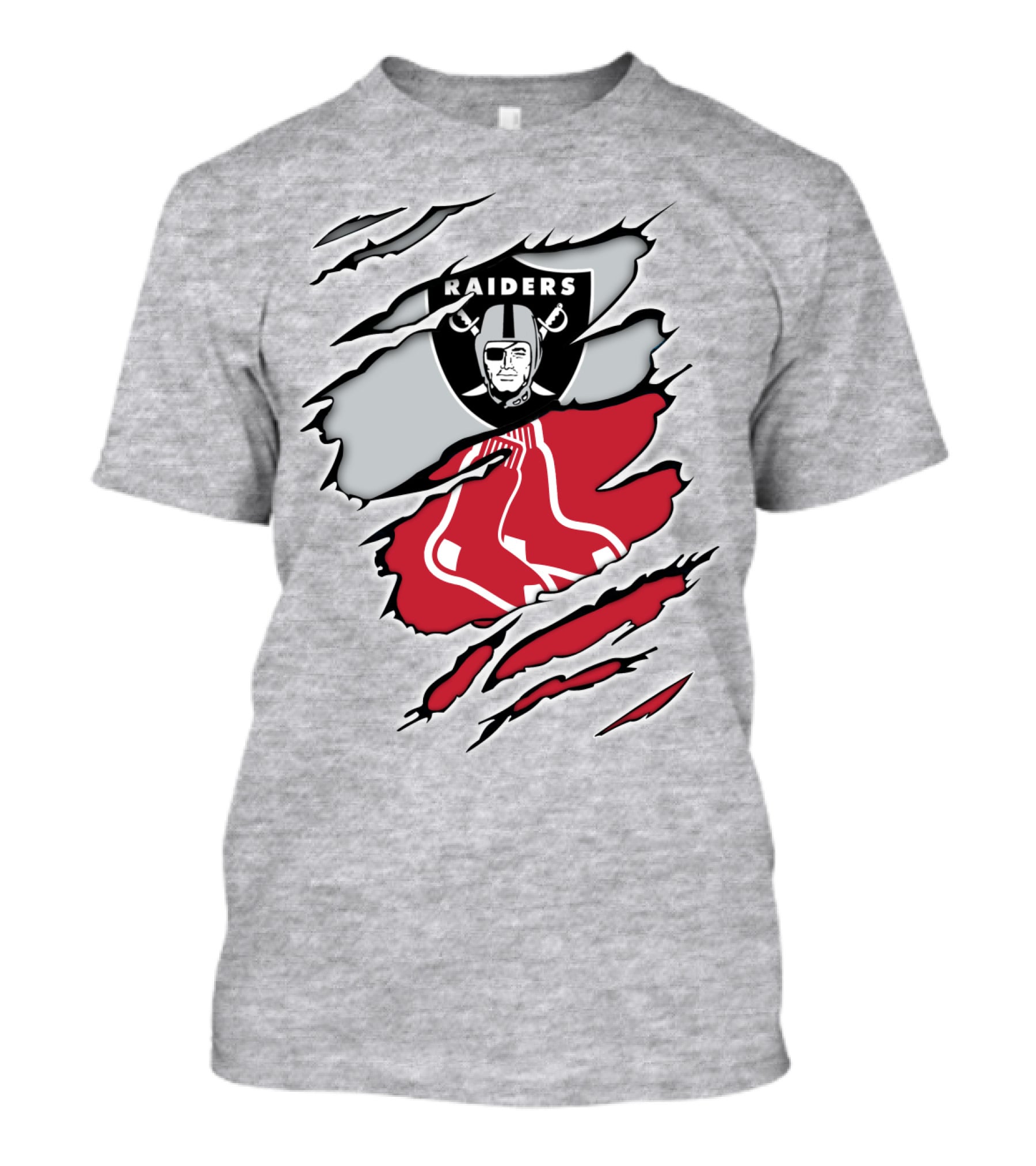 Raiders Red Sox Torn Fabric Mashup T-Shirt