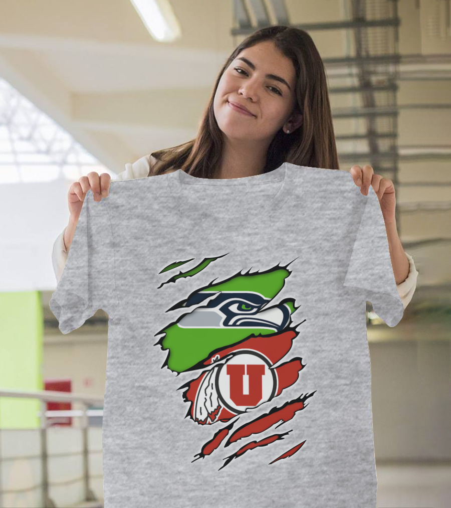 Seahawks Utes Claw Slash Emblem Blend T-Shirt