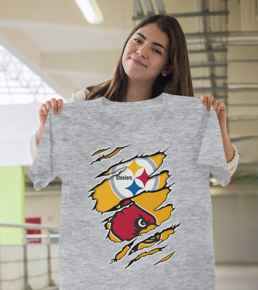 Steelers Louisville Cardinals Fan Crossover T-Shirt