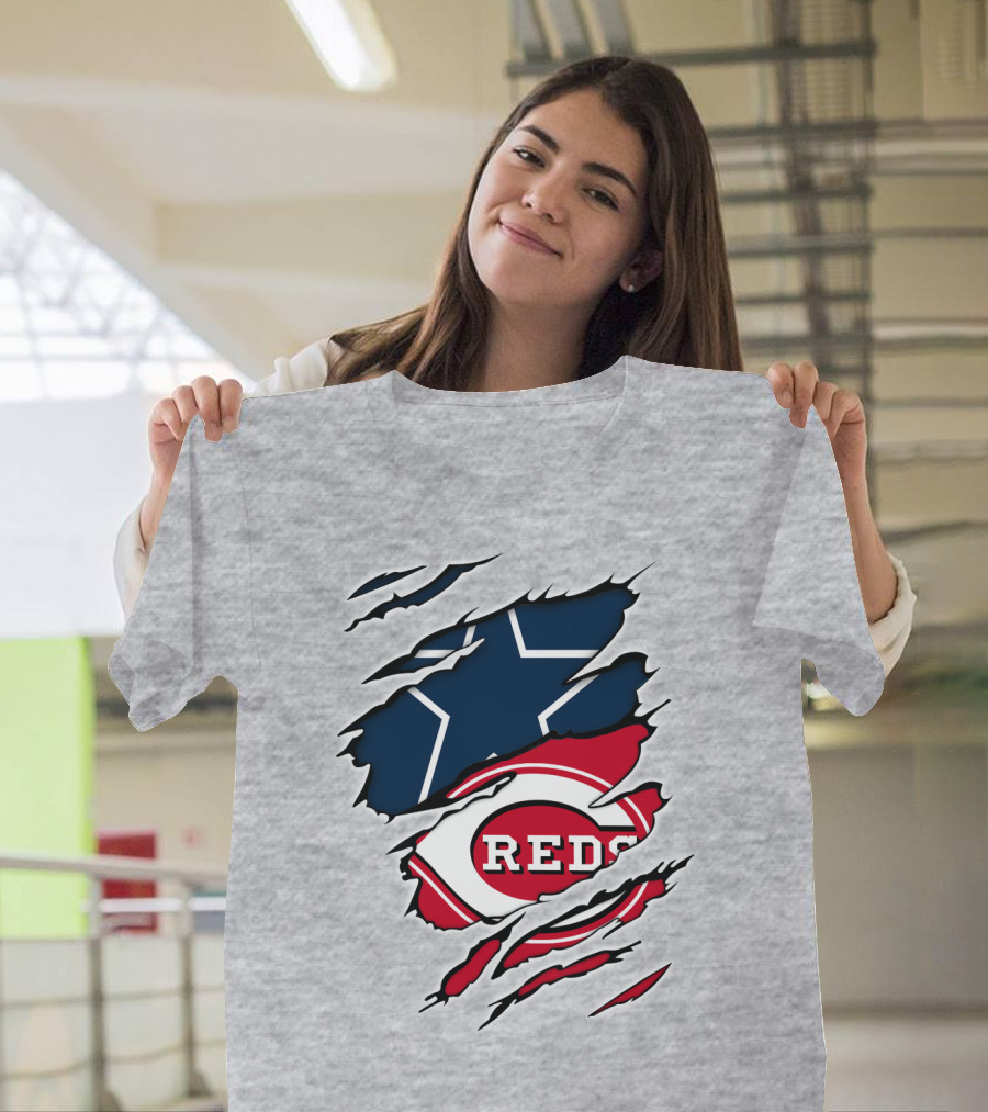 Cowboys Star Reds Logo Ripped T-Shirt