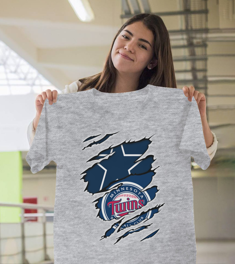 Minnesota Twins Dallas Cowboys Logo Mashup T-Shirt