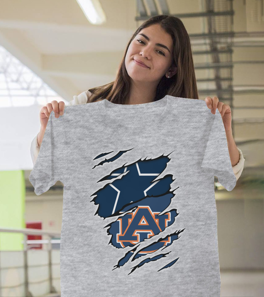Cowboys Star Auburn Tigers Logo Claw Marks T-Shirt