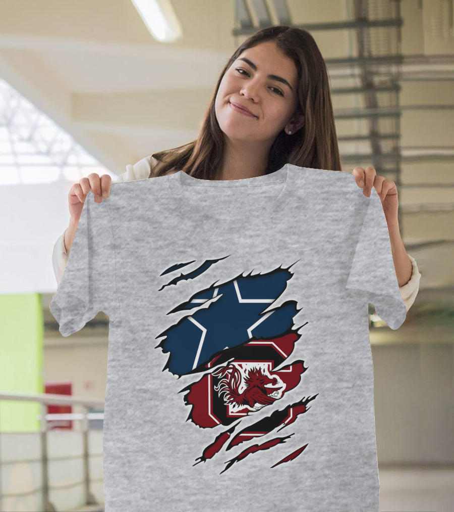 Cowboys Gamecocks Star Logo Mashup T-Shirt