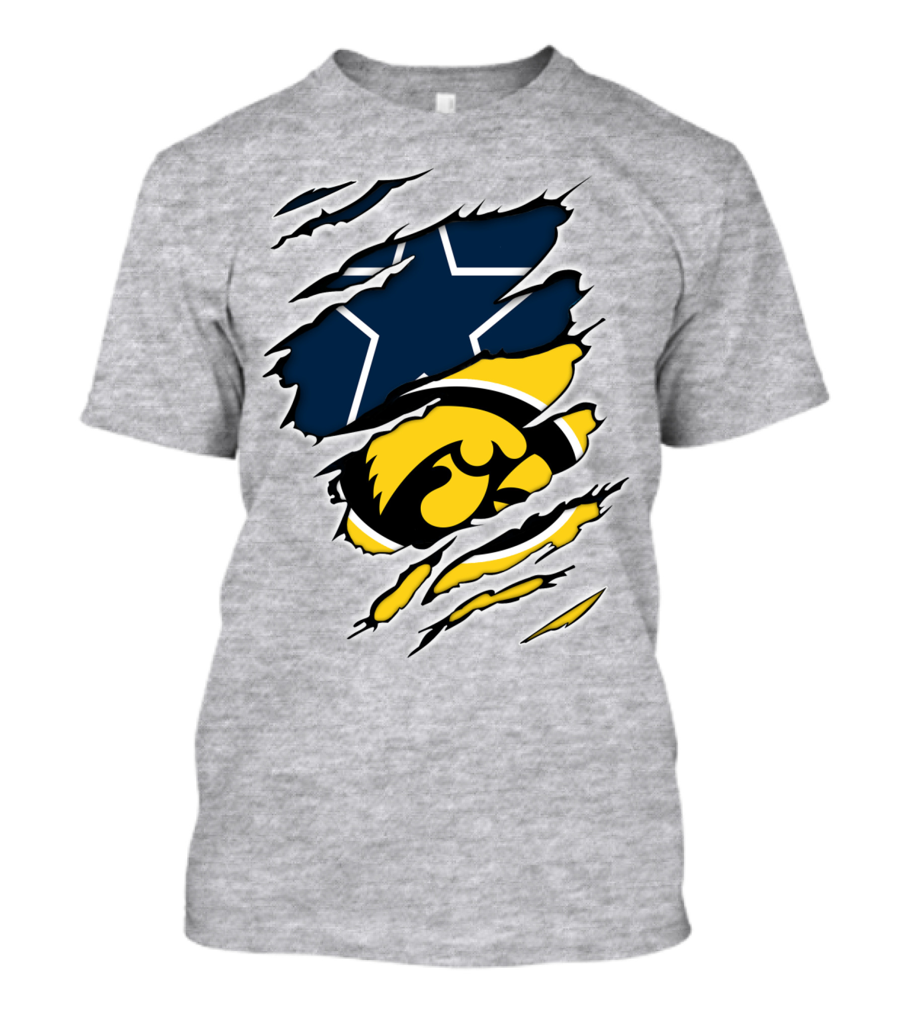 Cowboys Hawkeyes Cowboys Star And Tigerhawk Tear Combo T-Shirt