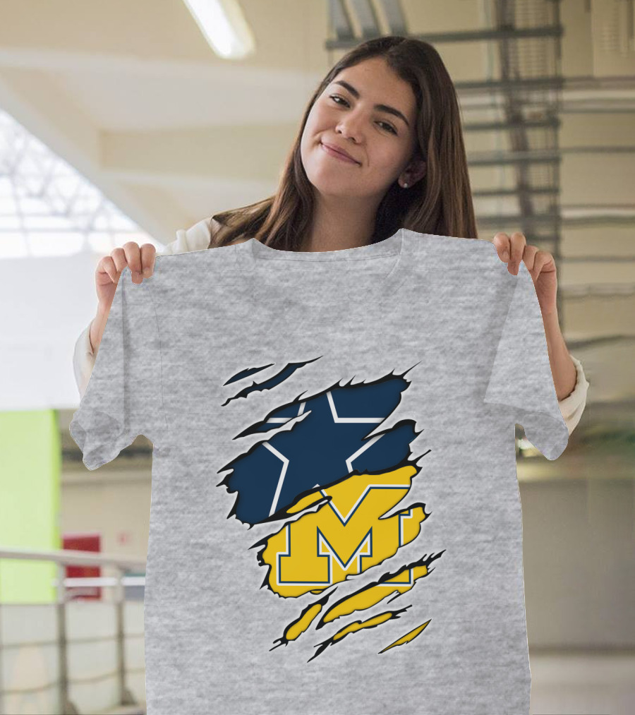 Cowboys Michigan Wolverines Star Logo Fusion T-Shirt