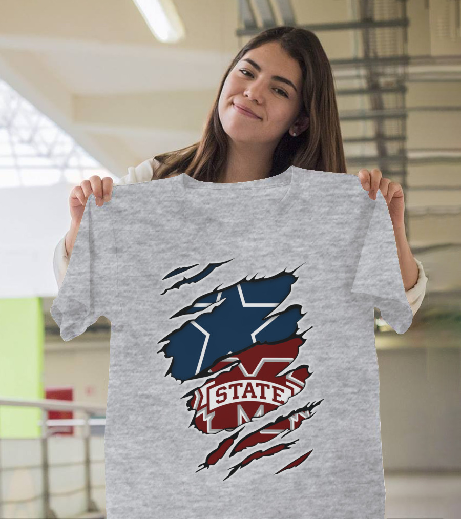 Dallas Stars and Mississippi State Cowboys Combo T-Shirt