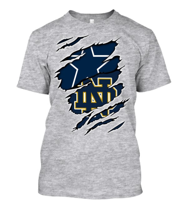 Cowboys Notre Dame ND Logo Ripped T-Shirt
