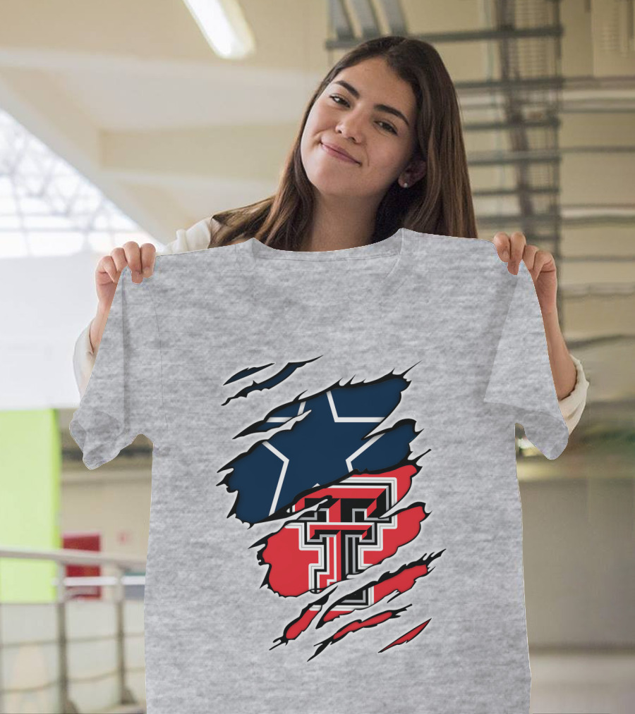 Texas Tech Cowboys Star and Double T Logo Rip T-Shirt