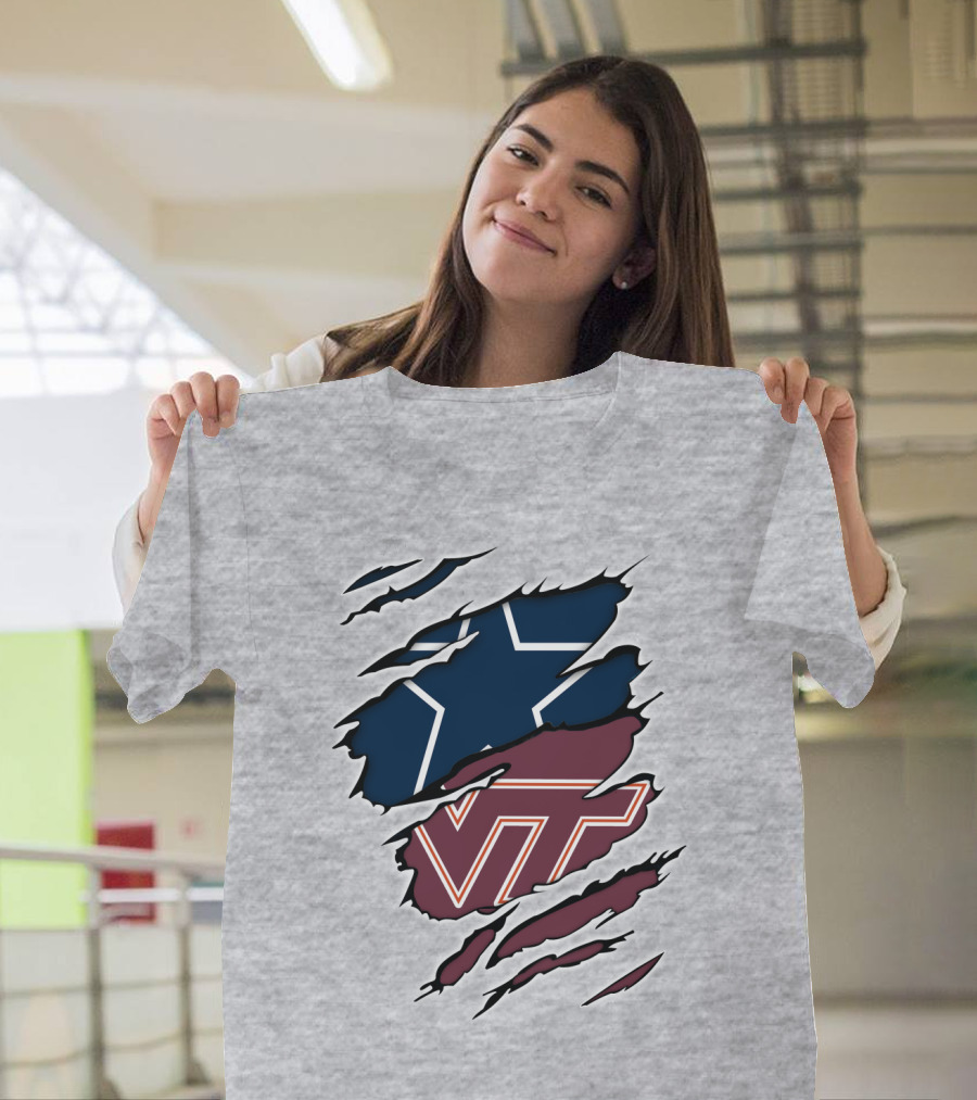 Cowboys Star Virginia Tech Hokies Claw Marks T-Shirt