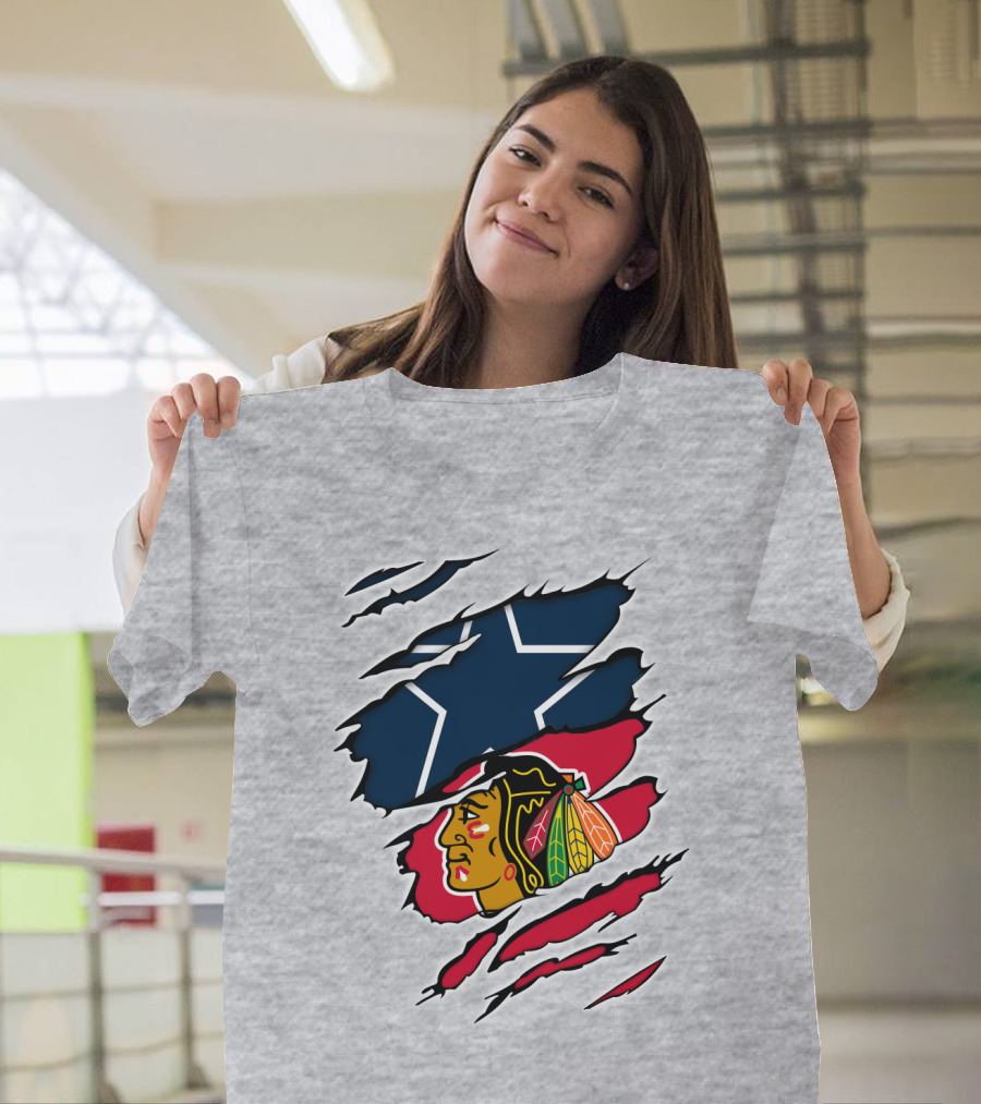 Cowboys Blackhawks Star Ripped T-Shirt