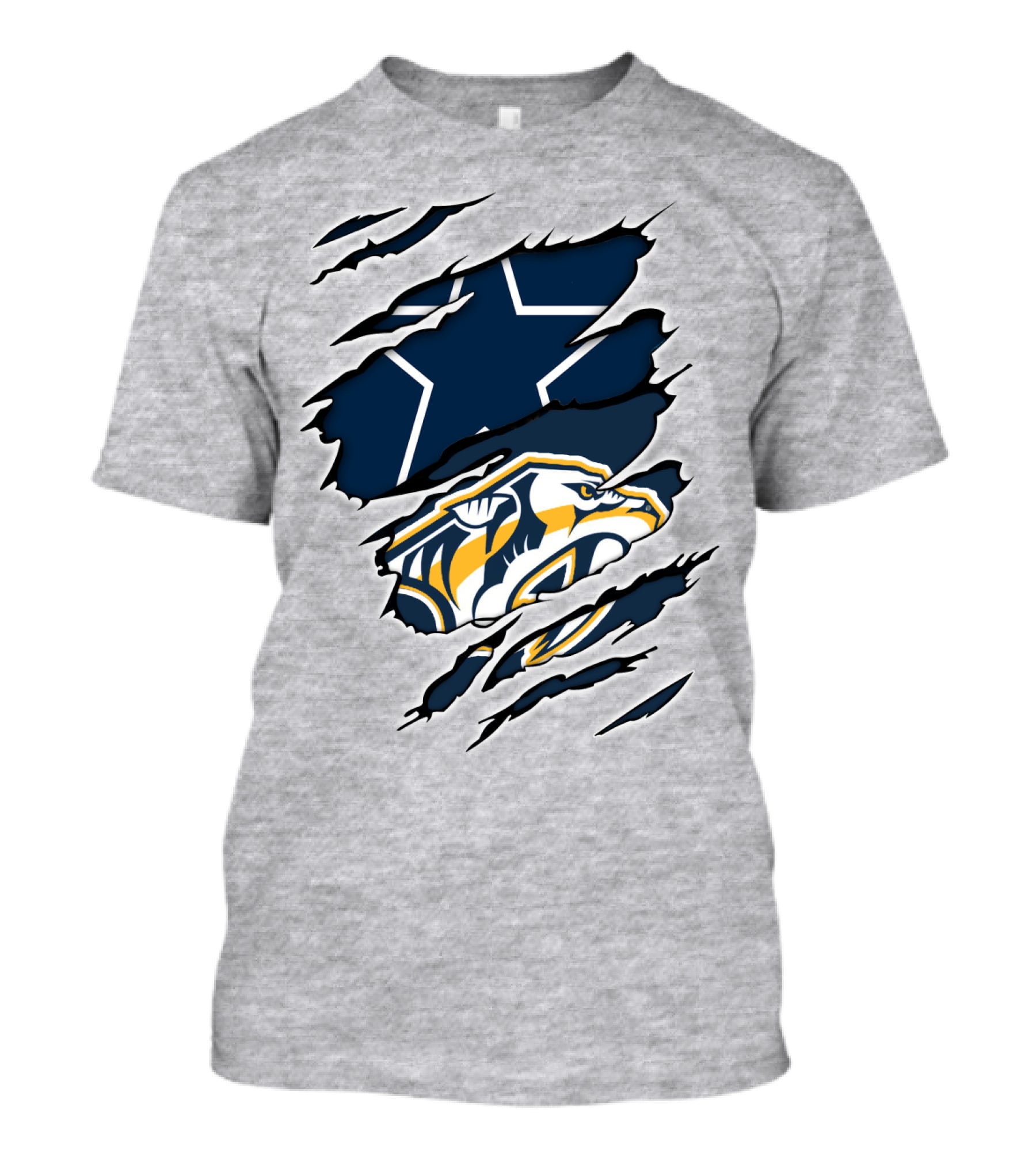 Cowboys Predators Dual Logo Ripped T-Shirt