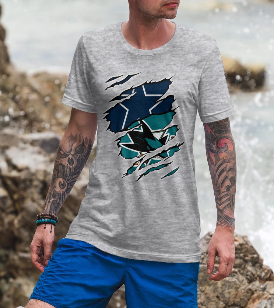 Dallas Cowboys San Jose Sharks Fan Crossover T-Shirt