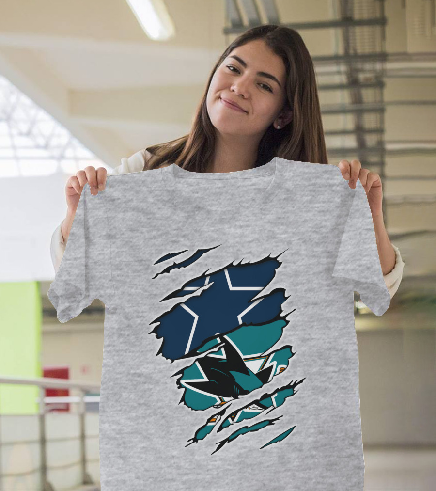 Dallas Cowboys San Jose Sharks Fan Crossover T-Shirt