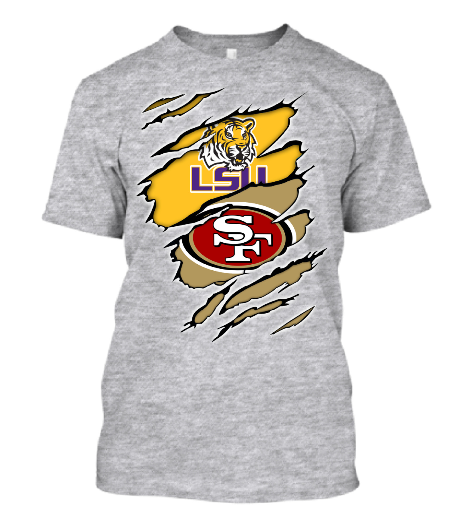 LSU Tigers San Francisco 49ers Ripped T-Shirt